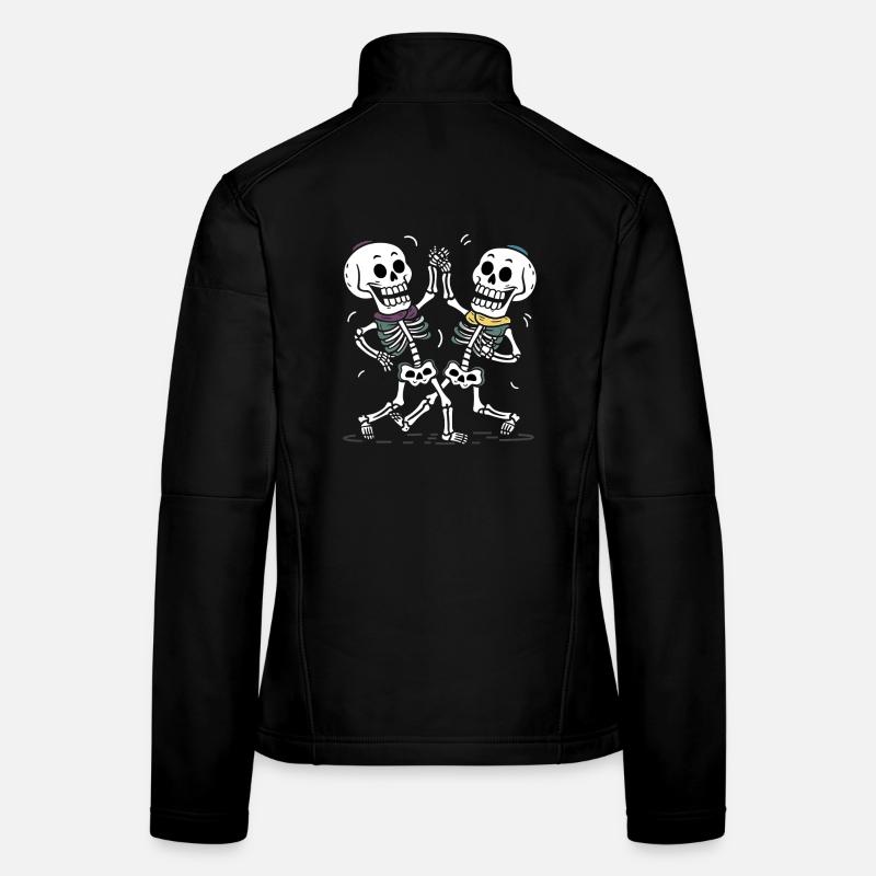 Dancing Skeleton Couples with colorful scarves Women's Softshell Jacket