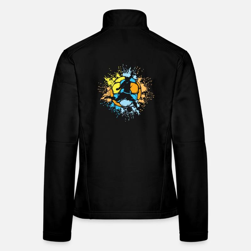 Soccer Color Explosion Player Sun Bright Colors Women's Softshell Jacket