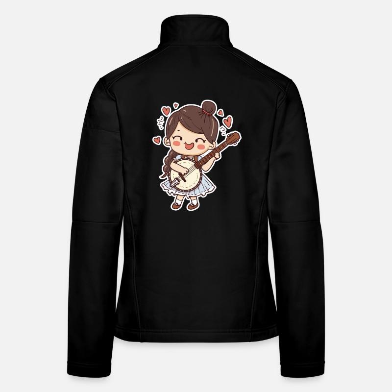 Banjo player comic style Women's Softshell Jacket