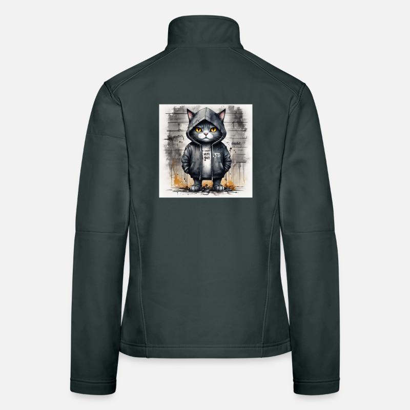 Chat graffiti en sweat à capuche Veste en tissu softshell Femme