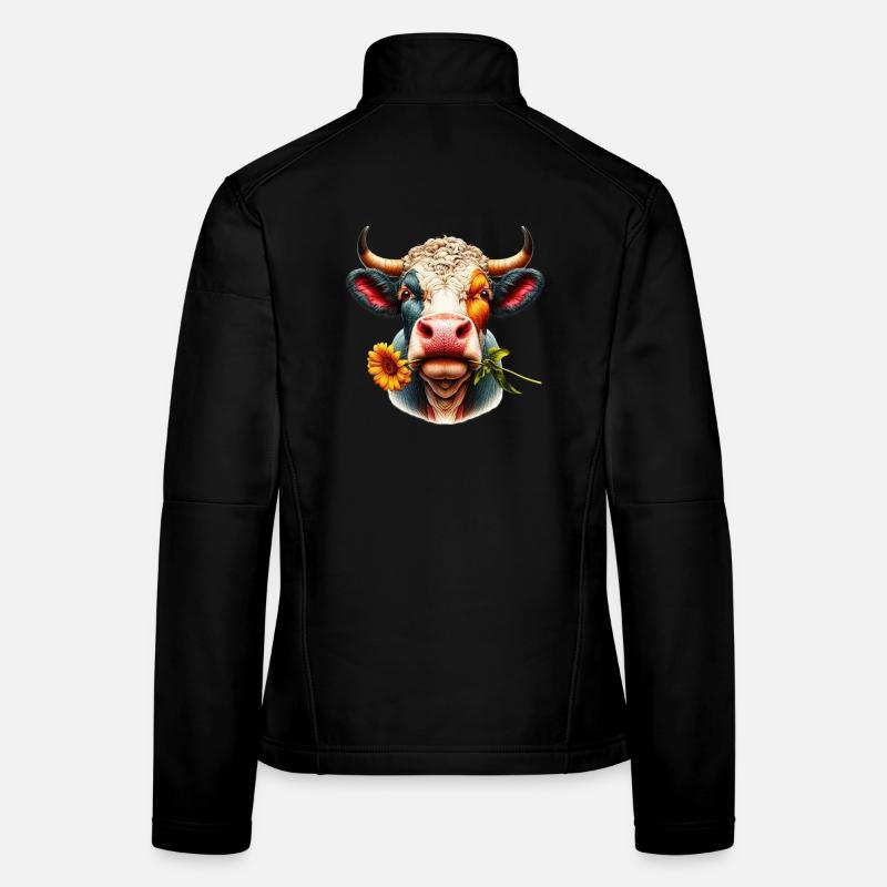 Fleurs de fleur de vache Veste en tissu softshell Femme