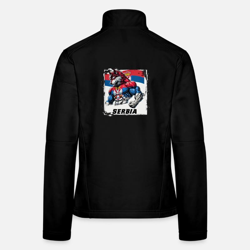Motif du drapeau du loup de Serbie Veste en tissu softshell Femme