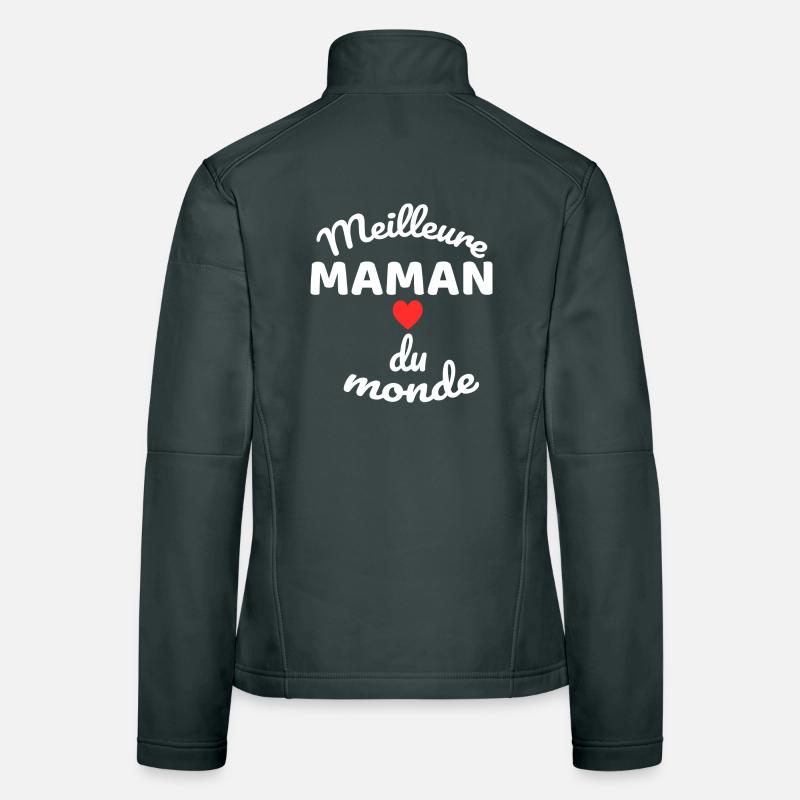 Cœur Maman du Monde en Script Blanc Veste en tissu softshell Femme