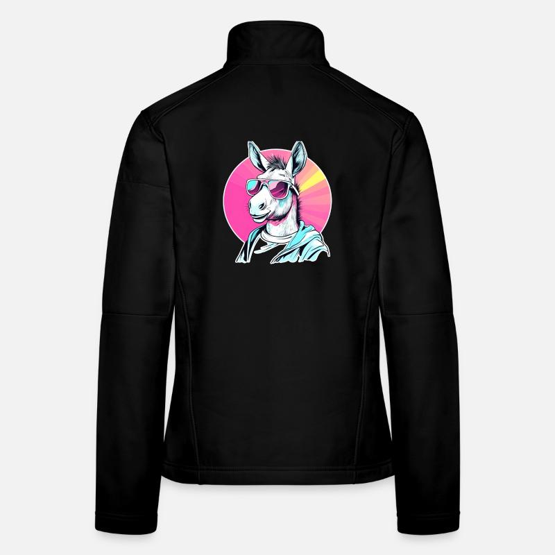 Pop Art Donkey with Sunglasses Pullover Hoodie - Women's Softshell Jacket - black