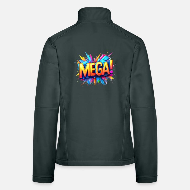 mega 3d Text colorful Frauen Softshelljacke