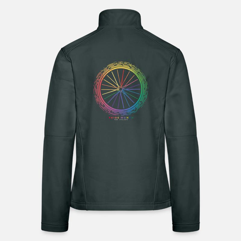 Conception de roue de vélo arc-en-ciel vibrant Veste en tissu softshell Femme
