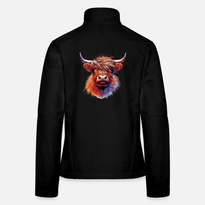 Vache écossaise des Highlands Veste en tissu softshell Femme
