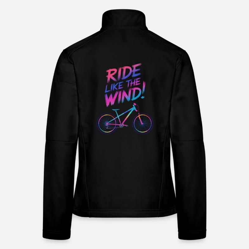 Lebendige Windsurf-Fahrrad-Illustration Frauen Softshelljacke