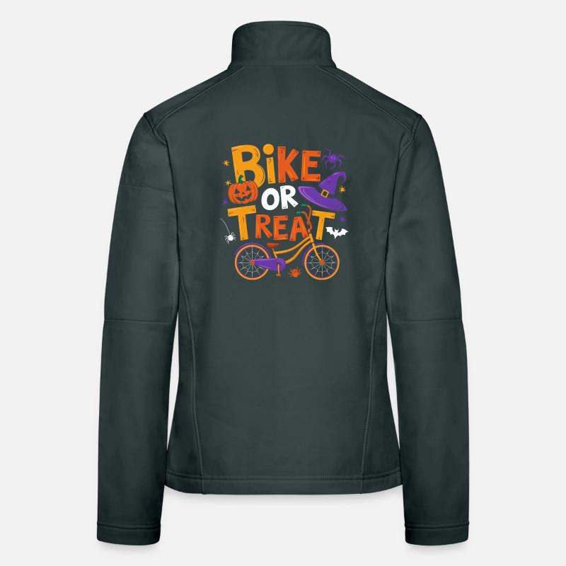 Halloween-Fahrrad oder Leckerli-Illustration Frauen Softshelljacke