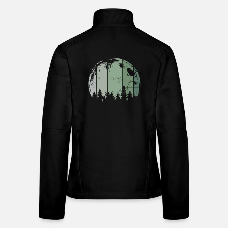 Moon forest tree retro vintage icon logo Women's Softshell Jacket