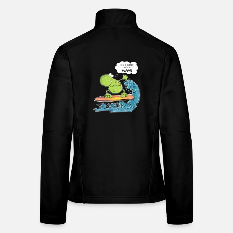 Life Is Better With A Wave Surfer Frog Surfing Women's Softshell Jacket
