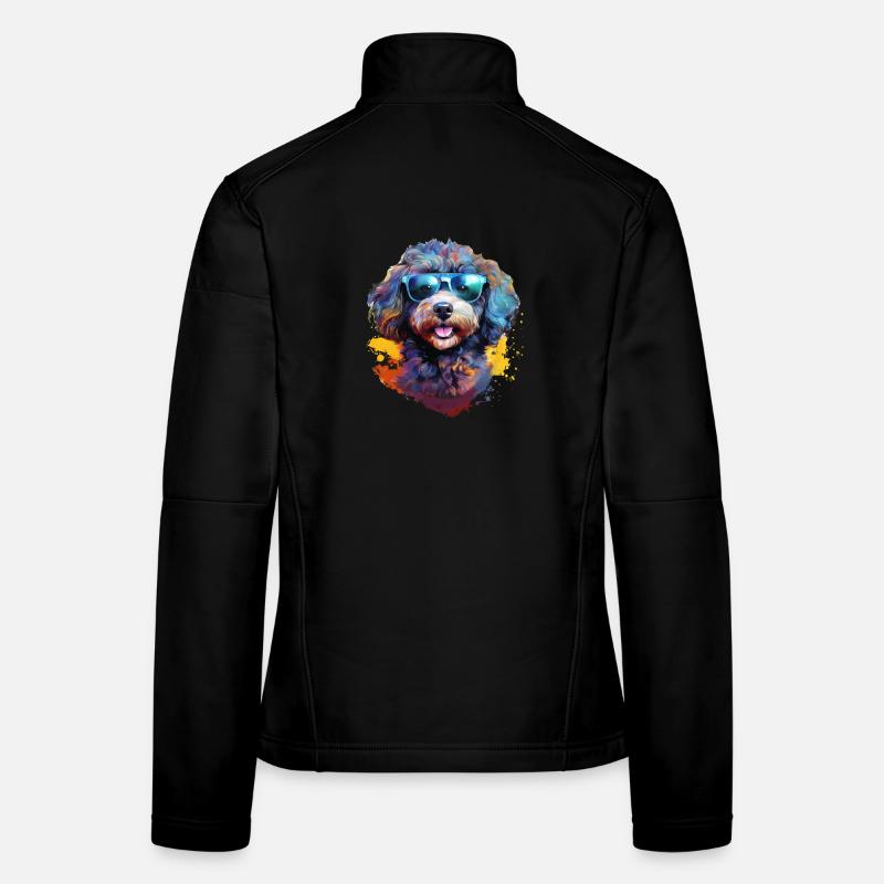 Kleinpudel mit Sonnenbrille - Frauen Softshelljacke - Schwarz