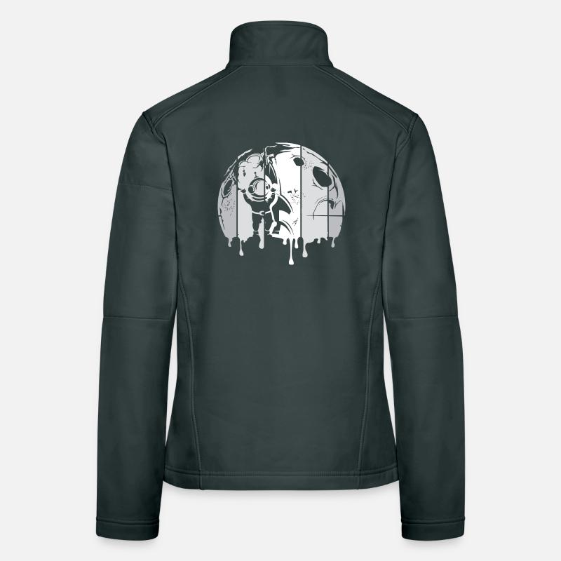 lune astronaute fusée spatiale graffiti logo rétro Veste en tissu softshell Femme