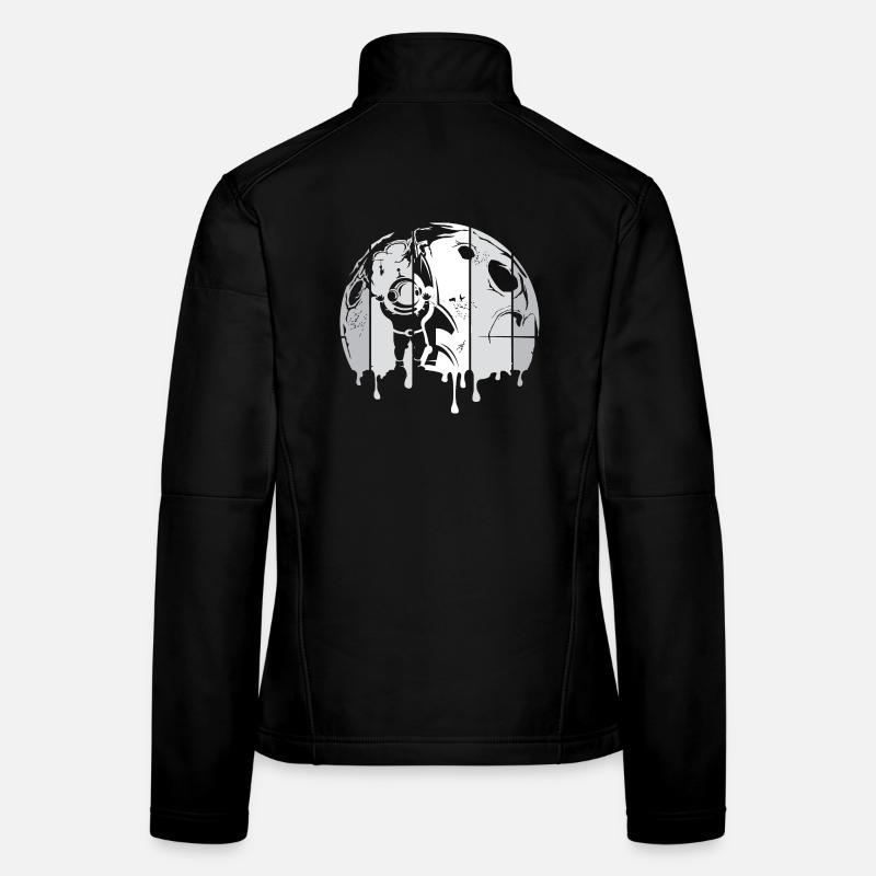 lune astronaute fusée spatiale graffiti logo rétro Veste en tissu softshell Femme