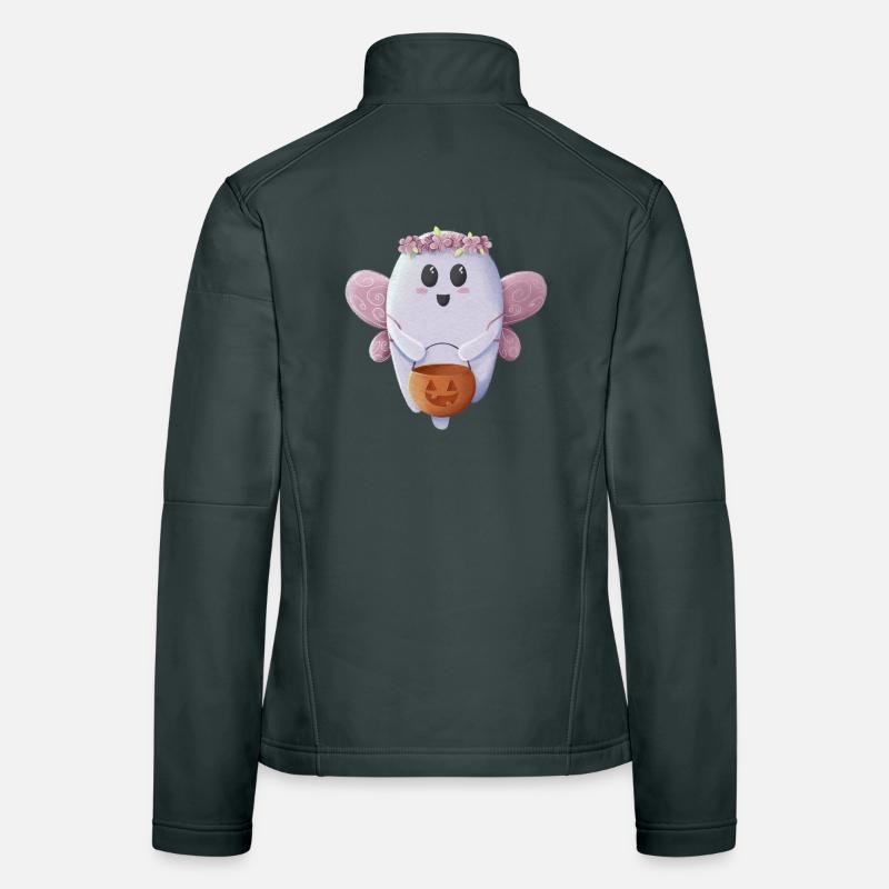 Sweet Ghost Ready for Halloween Women's Softshell Jacket