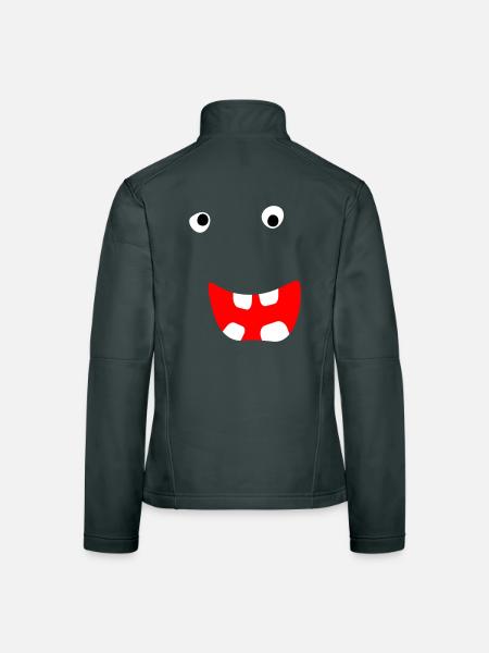 Monstre Halloween Bande dessinée Visage effrayant Visage cool - Veste en tissu softshell Femme - noir - Dos