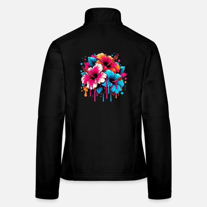 Fleurs d’hibiscus Veste en tissu softshell Femme