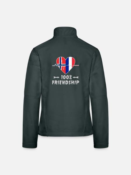 Norwegen und Frankreich 100% Freundschaft - Frauen Softshelljacke - Schwarz - Hinten