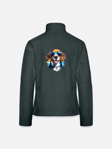Beagle with sunglasses - Women's Softshell Jacket - black - Back