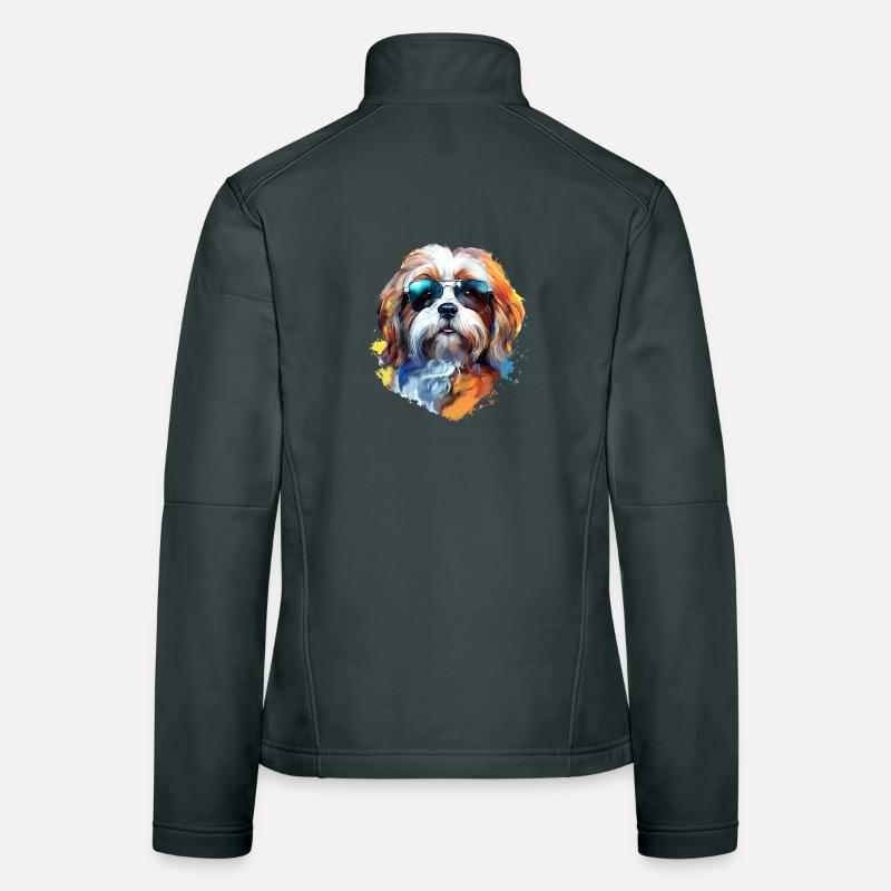 Lhassa Apso avec lunettes de soleil Veste en tissu softshell Femme