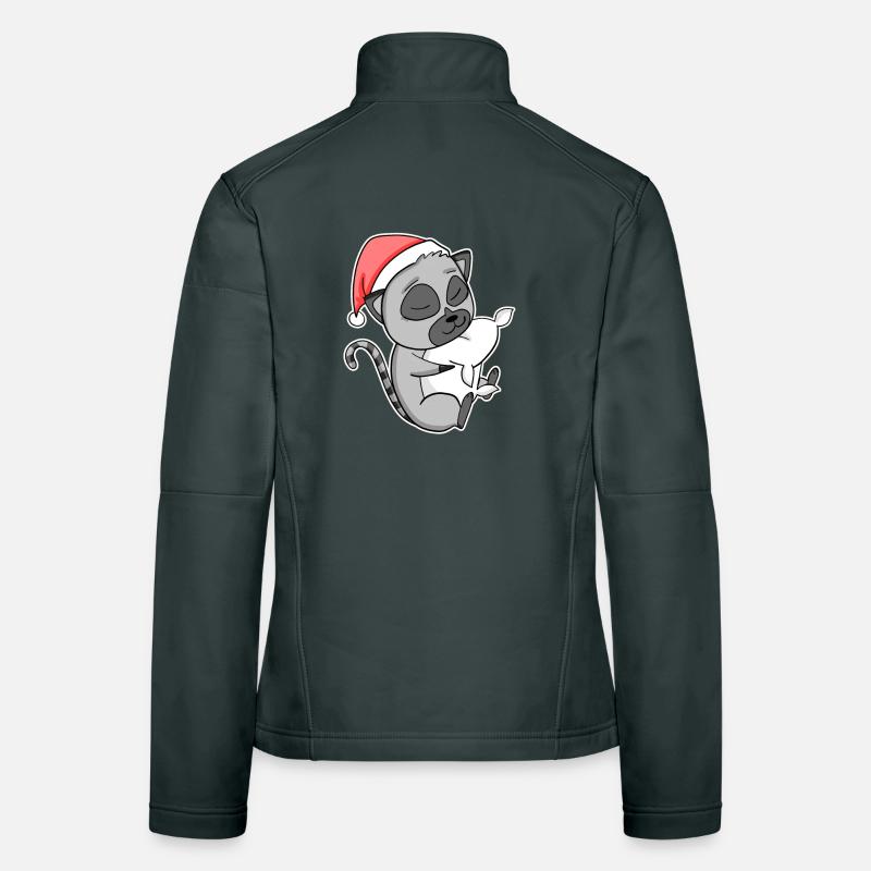 Lémuriens mignons fatigués dormant à Noël Veste en tissu softshell Femme