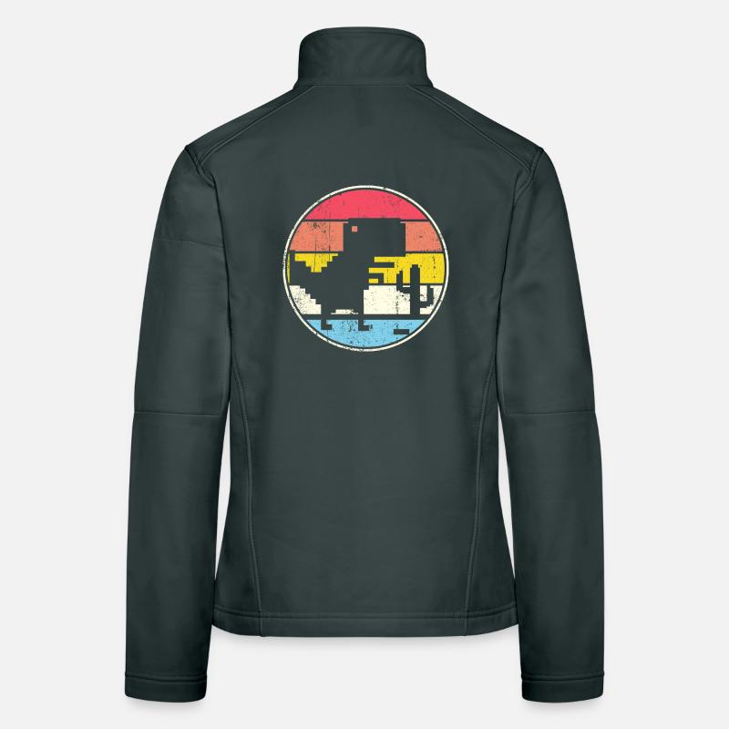 Cercle de coucher de soleil pixel avec silhouette Veste en tissu softshell Femme