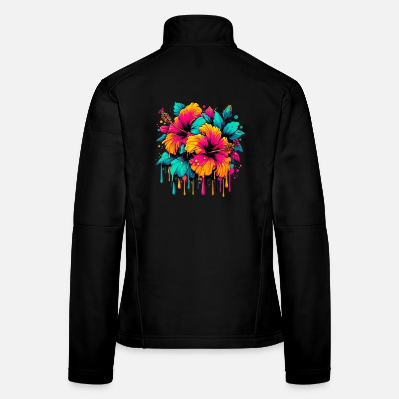 Fleurs d’hibiscus Veste en tissu softshell Femme