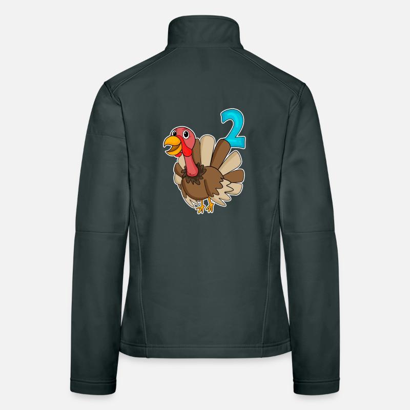 2 Motif d’anniversaire d’oiseau de dinde - Deux ans Veste en tissu softshell Femme
