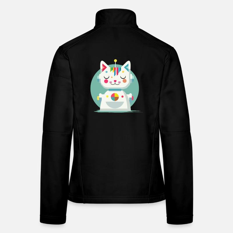 Chat robot géométrique - Illustration créative Veste en tissu softshell Femme