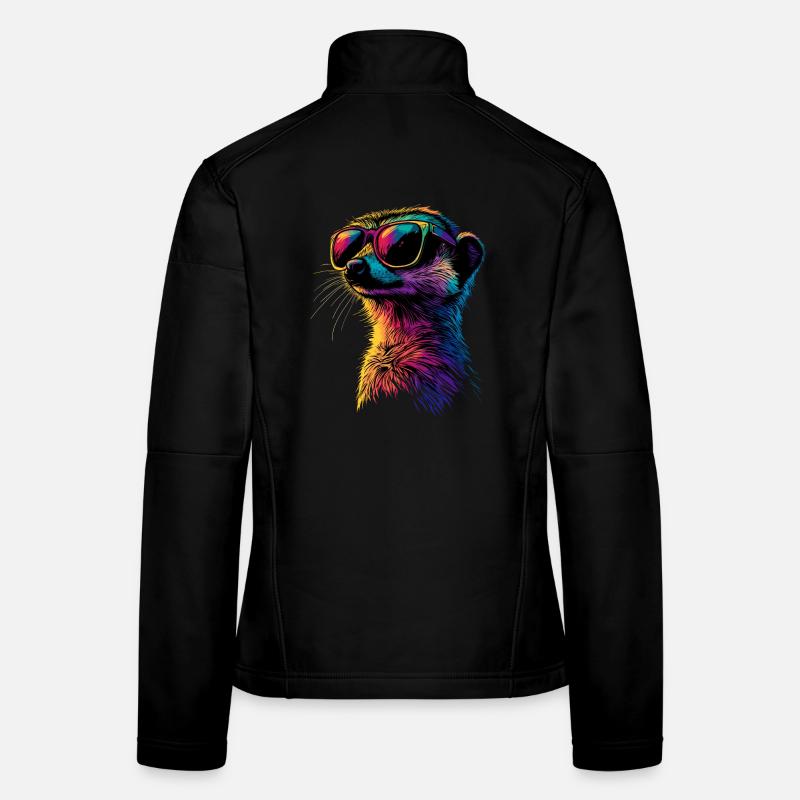 Erdmännchen Sonnenbrille Bunt Süßes Erdmännchen - Frauen Softshelljacke - Schwarz