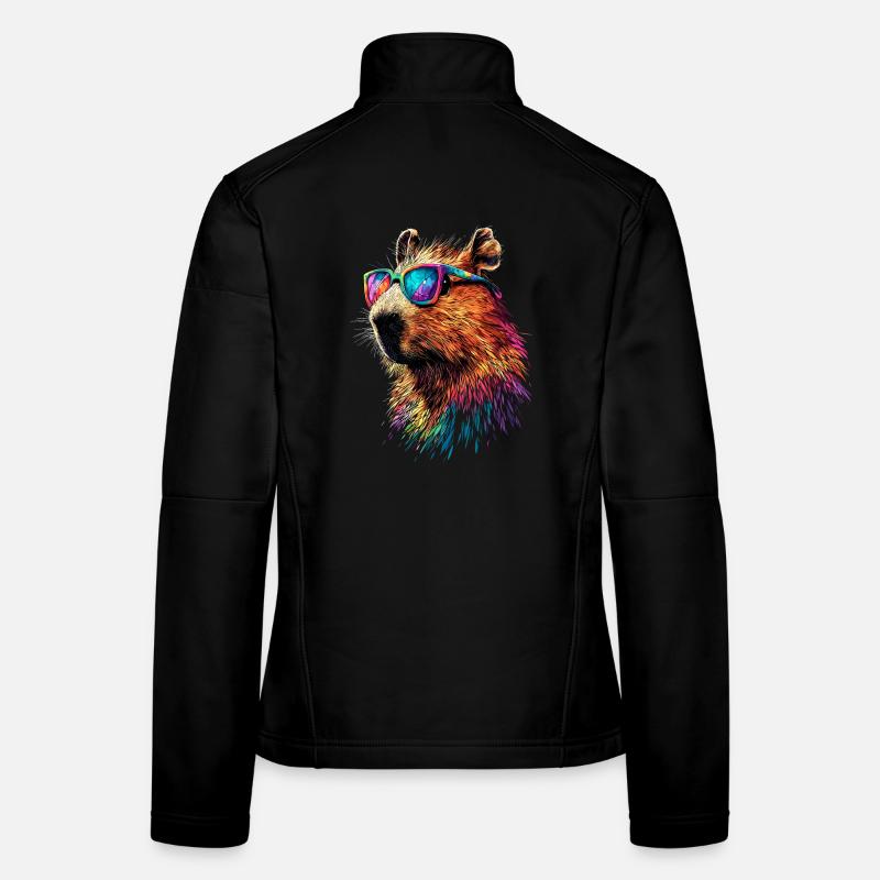 Capybara Sonnenbrille Bunt Popart Wasserschwein Frauen Softshelljacke