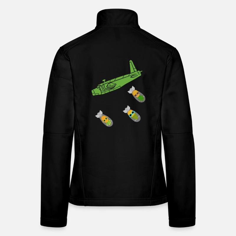 Avion bombe ananas vert Veste en tissu softshell Femme