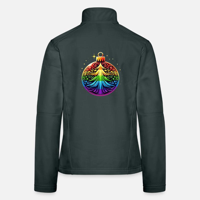 Regenbogen Weihnachtskugel mit Tannenbaum Ornament Frauen Softshelljacke