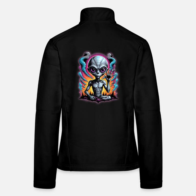 Kosmisches Außerirdisches Meditationskunstwerk Frauen Softshelljacke
