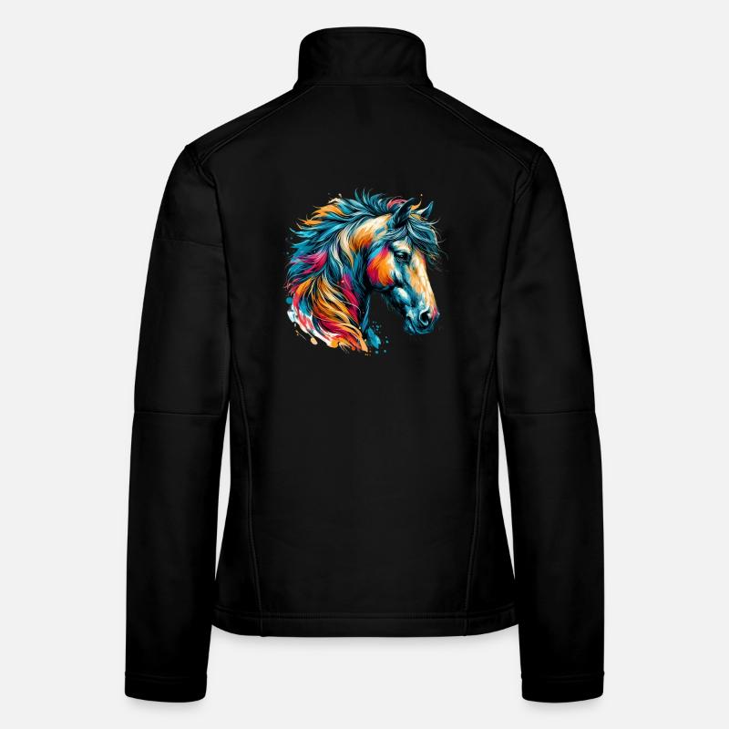 Pferd - Frauen Softshelljacke - Schwarz
