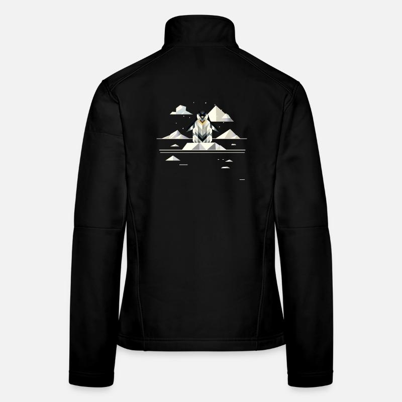pingouin élégant dans un paysage de glace géométrique Veste en tissu softshell Femme