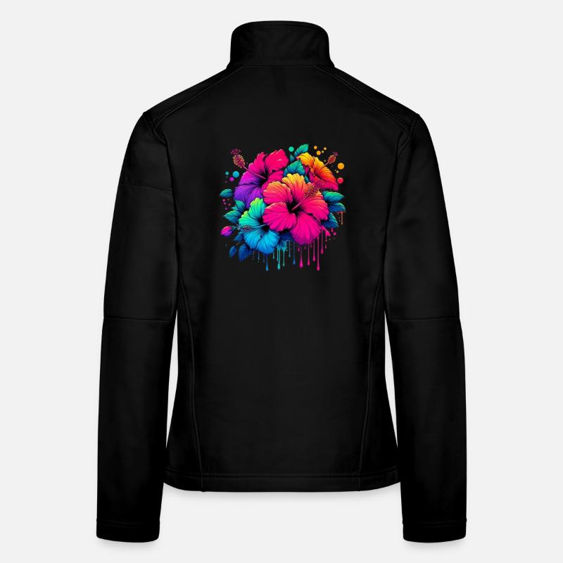 Fleurs d’hibiscus Veste en tissu softshell Femme
