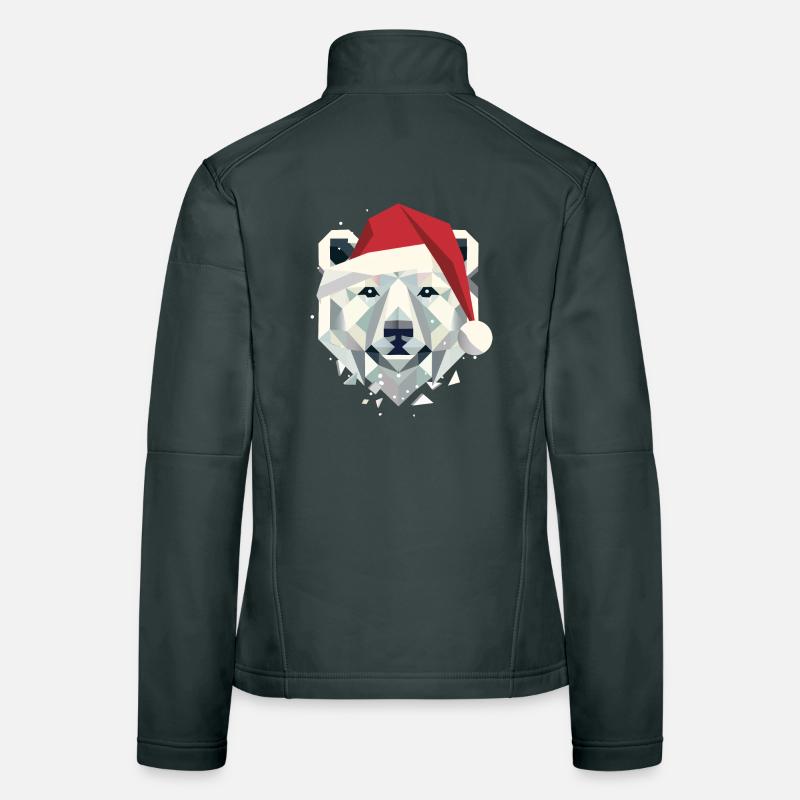 Christmas Polar Bear in Modern Geometric Style Women's Softshell Jacket
