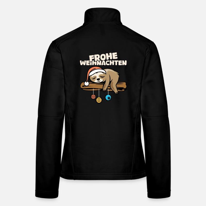 Merry Christmas sloth comic cartoon icon Women's Softshell Jacket
