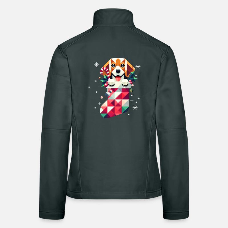 Beagle dans un bas de Noël coloré Veste en tissu softshell Femme