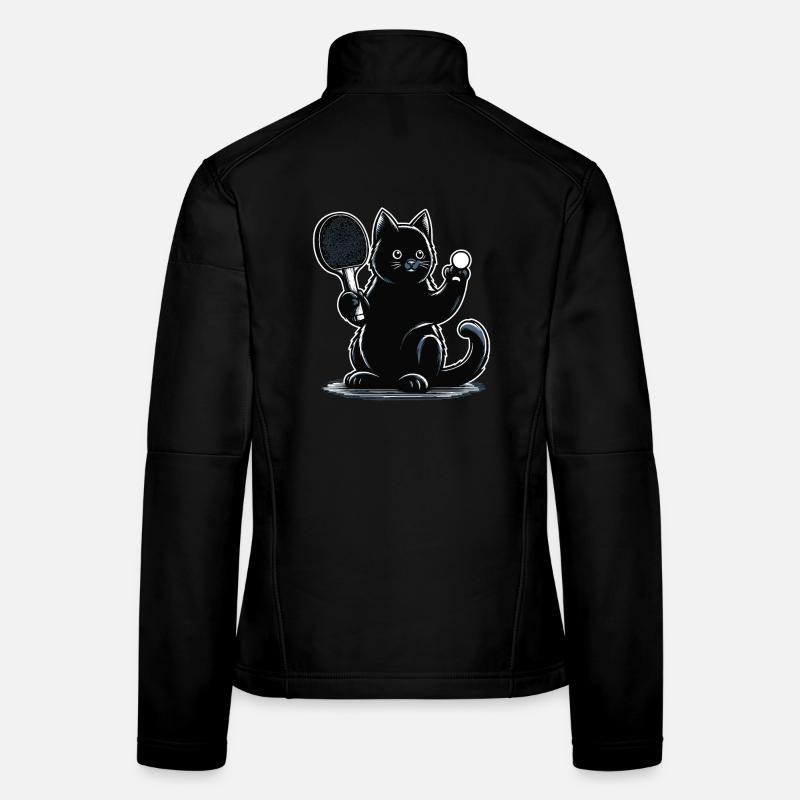 Tennis de table chat ping-pong chat noir Tenue de papa Veste en tissu softshell Femme