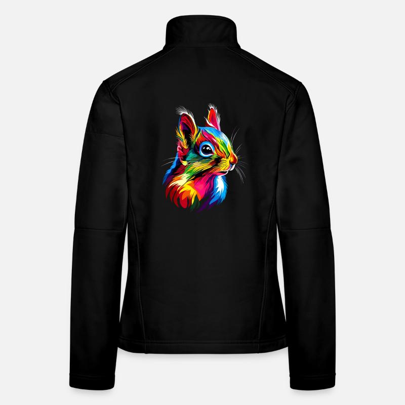 Squirrel Headphones Colorful Pop Art DJ Squirrel Women's Softshell Jacket