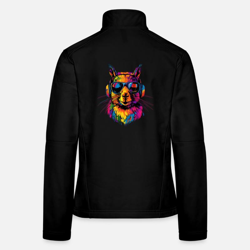 Eichhörnchen Kopfhörer Bunt Popart DJ Eichhörnchen Frauen Softshelljacke