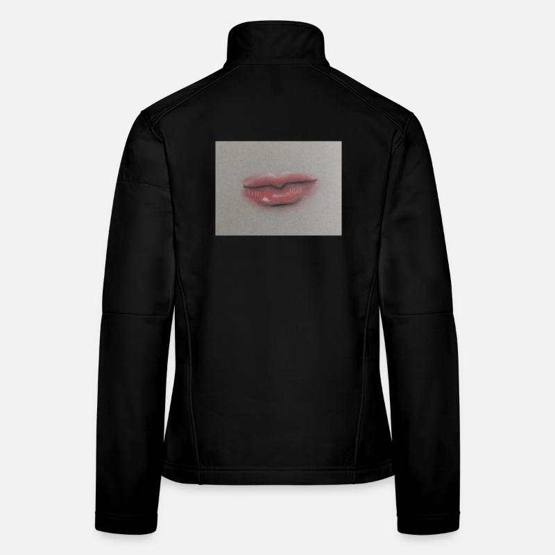 Expressive Lippenkunst auf Graufolie Frauen Softshelljacke