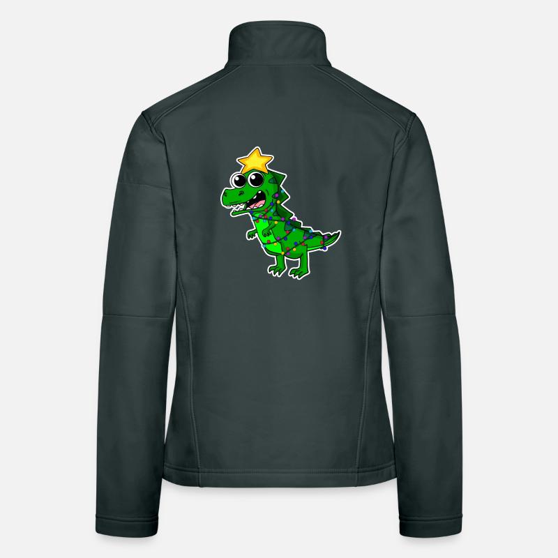 Christmas Tree Dino Dinosaur Women's Softshell Jacket