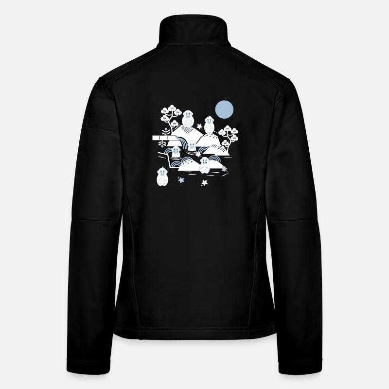 Singes frissonnants dans une source chaude l blanc bleu marine Veste en tissu softshell Femme