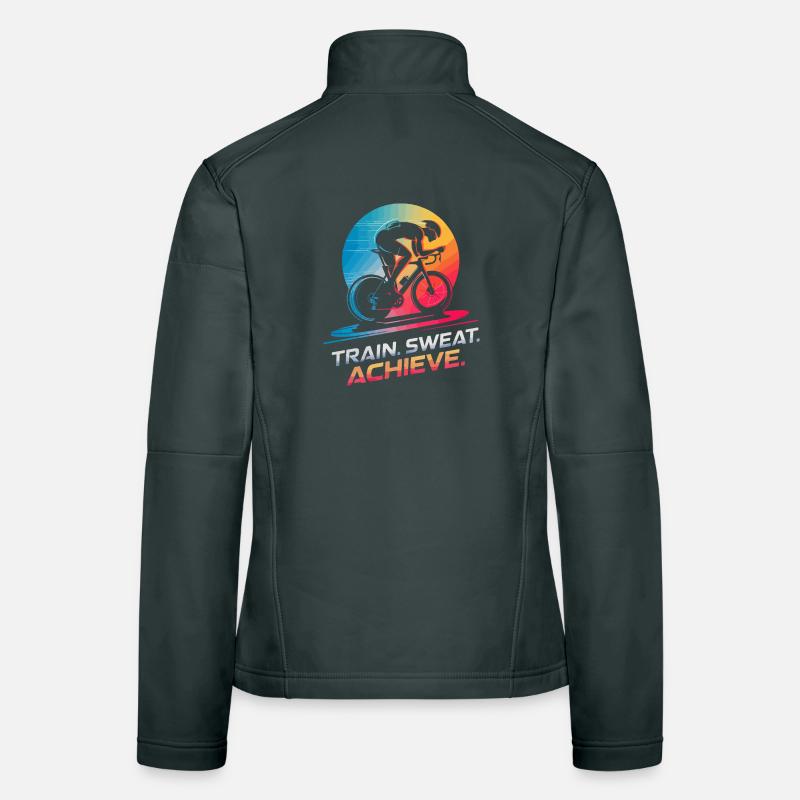 Train. Sweat. Achieve. Indoor cycling trainer Women's Softshell Jacket
