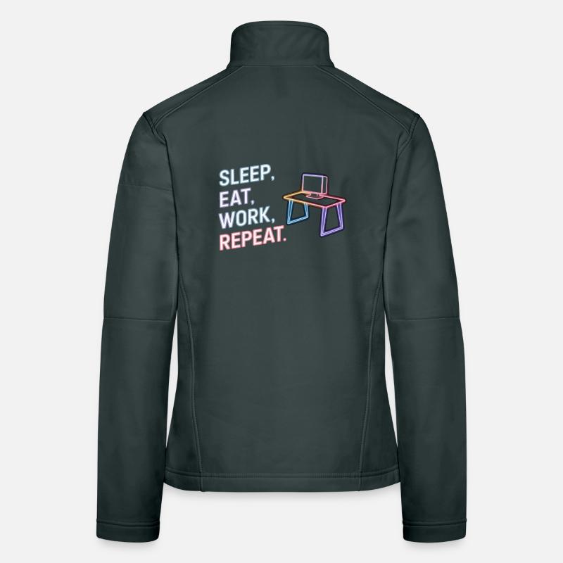 Sleep Eat Work Repeat Neon Design Women's Softshell Jacket