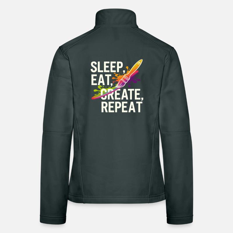 Sleep Eat Create Repeat Women's Softshell Jacket