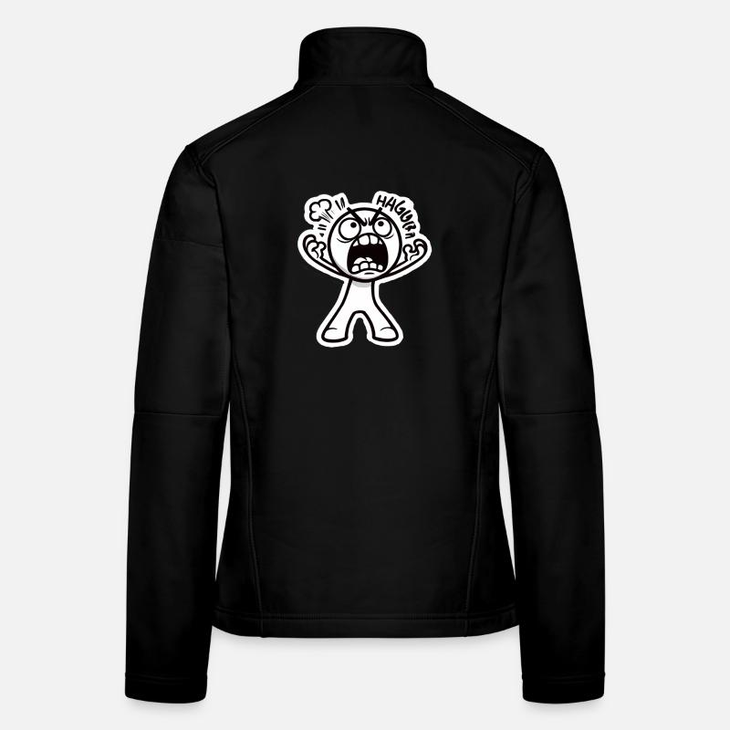 Angry Cartoon Embroidery Figure Sticker Women's Softshell Jacket